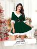 DECEED Santa Claus Sexy Christmas Cute Hooded Dress with Set Size Women's Costume, Costume, Skirt, 2-Piece (Green, L)