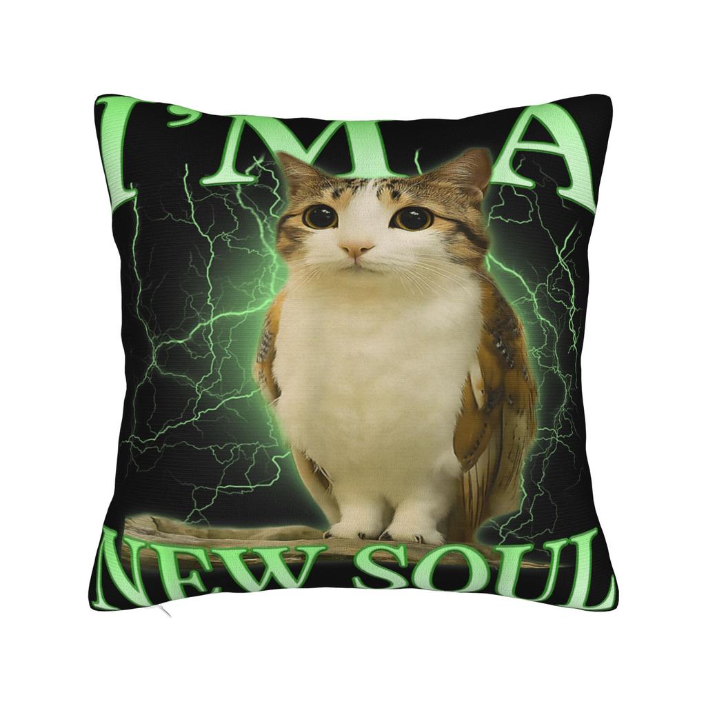 Cat Owl Funny Pillow Case Graphic Pillow Cover Retro Trendy Cushion Cover For Office Car Home Decor