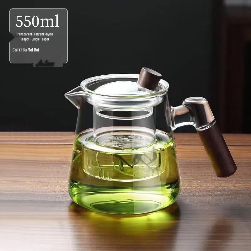 Heat-Resistant Glass Teapot with Wooden Handle