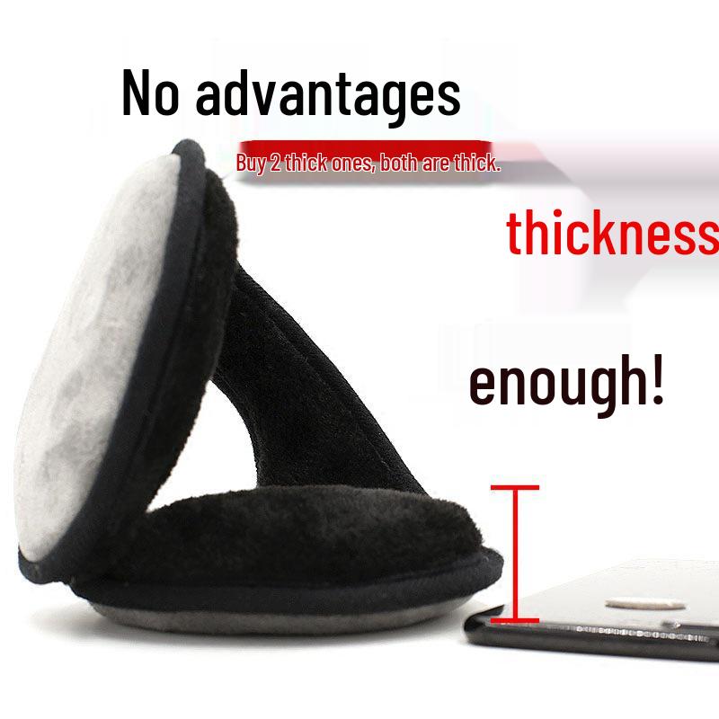 Men's Plus Velvet Thick Plush Winter Ear Warmers with Solid Color Rear-Worn Design for Cold Protection