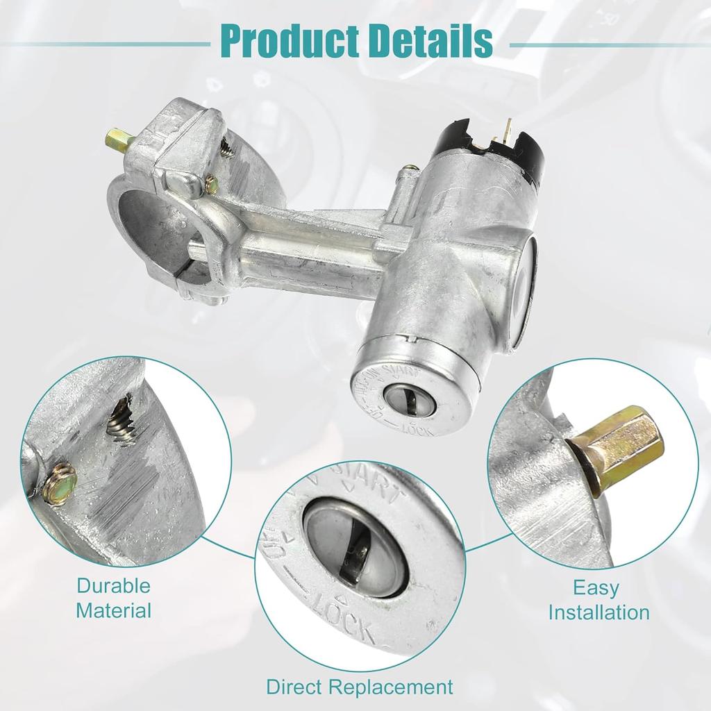 ACROPIX Ignition Switch Cylinder Lock Assembly Fit for Nissan 720 - Pack of 3 Silver Tone