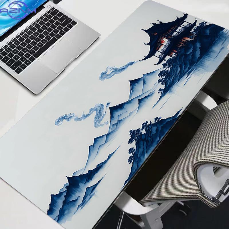 Podložka pod myš Styl inkoustové malby Herní Broskvový květ Velká XXL Klávesnice Stůl Podložka pod myš Koberec Gumová Herní Notebook Podložka pod myš