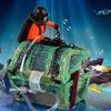 Aquarium Floating Diver Ornament Aquarium Decoration with Moving Treasure Chest Floating Diver Bubble Action