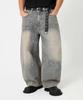 Trillion Star Hot Fix Balloon Fit Washed Denim Pants_3Color