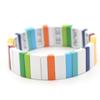 Geometric Enamel Bracelet With Rainbow Beads Multi-Layer Stackable Alloy Bangle Couples Unisex Jewelry