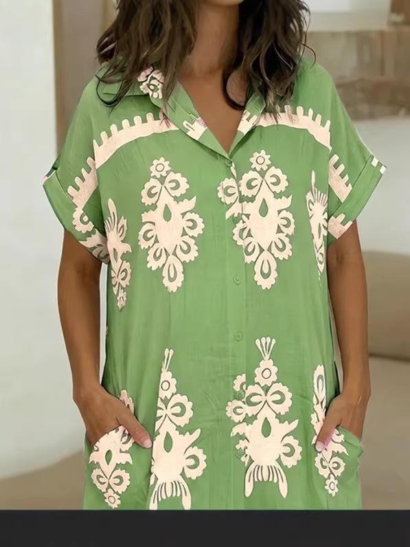 2026 Summer Plus Size Multi-color Personalized Fashion Shirt Dress