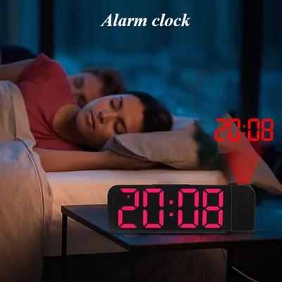 Multifunktionaler LED Digitalwecker mit Projektion 180° drehbarer Projektor Leuchtende elektronische Spiegeluhr Große Anzeige