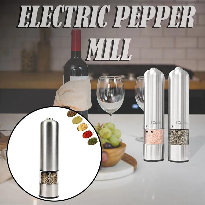 Electric Salt Pepper Mill Grinder Stainless Steel Grinders Adjustable Coarseness For Automatic Gravity Herb Spice Grinder