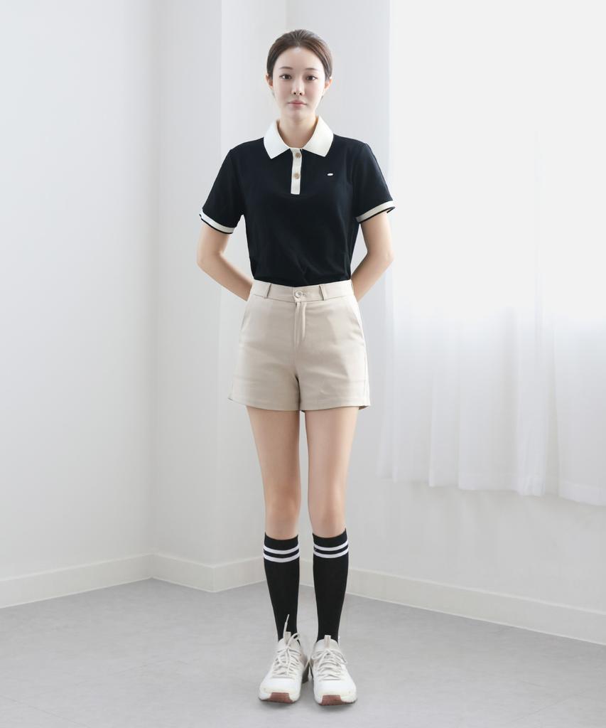 Keulleiseu Upf30 Certified Pk Short Sleeve T-Shirt With Collar Line Point_Black Line Collar