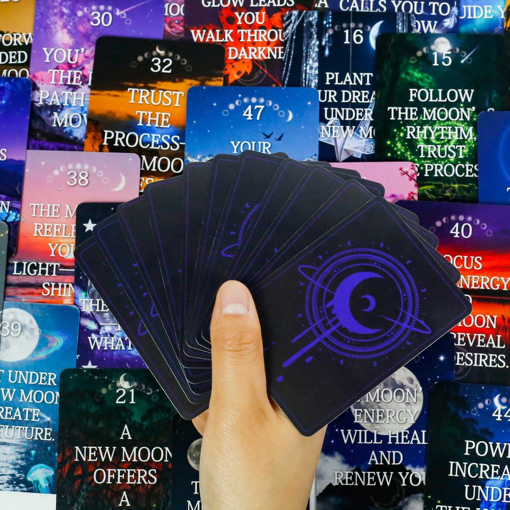 Mystical Moon Oracle Deck - 50 Cards 9*6.7cm for Spiritual Guidance, Manifestation & Moon Phase Rituals