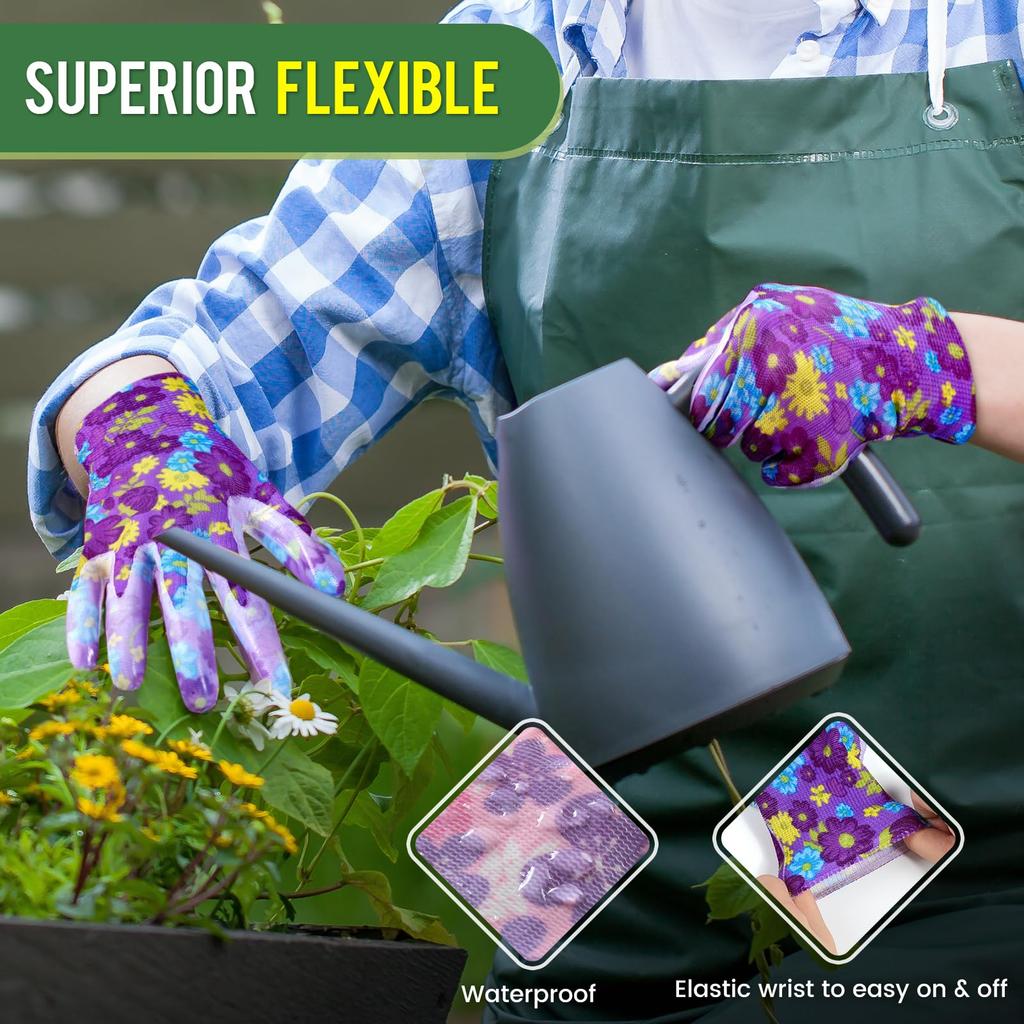 Zahradnické rukavice na sázení a úklid dvora s dlaňovou vrstvou, květinové zahradní rukavice, protiskluzové pracovní rukavice, protiskluzové rukavice pro domácnost a ochranu při práci