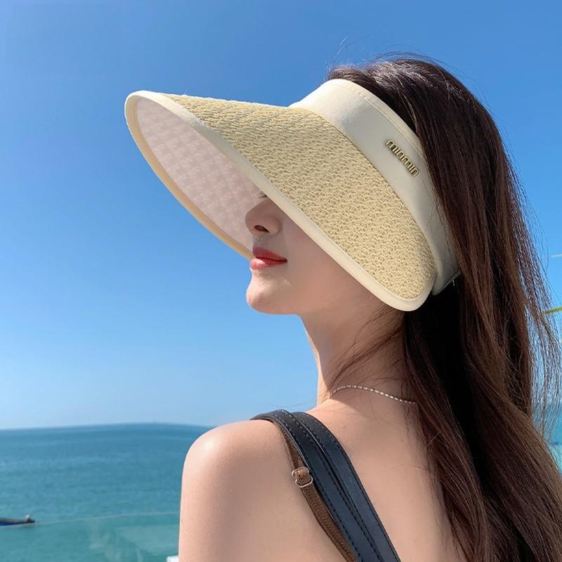 Summer Sun Protection Hat With Large Brim For Outdoor Activities In Breathable Paper Mesh Fabric