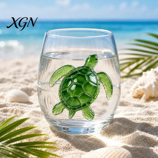 Personalized Daily Use Glassware Stemless Wine Glasses with Marine Animal Pattern, 420ml Capacity, High Borosilicate Halloween Themed Drinking