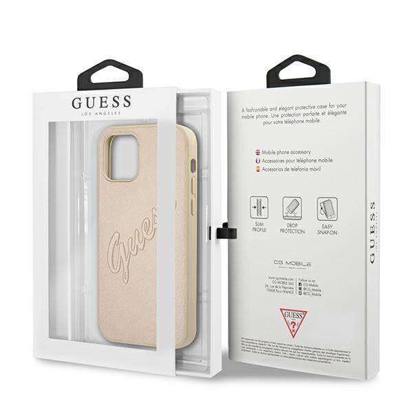 Guess Guhcp12Lrsavslg Iphone 12 Promax 6,7 Złoty/Gold Hardcase Saffiano Vintage Script