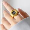Creative  Punk Square Dial Quartz Watches Rings For Women Men Couples Mini Elastic Strap Alloy Watch Finger Ring Jewelry
