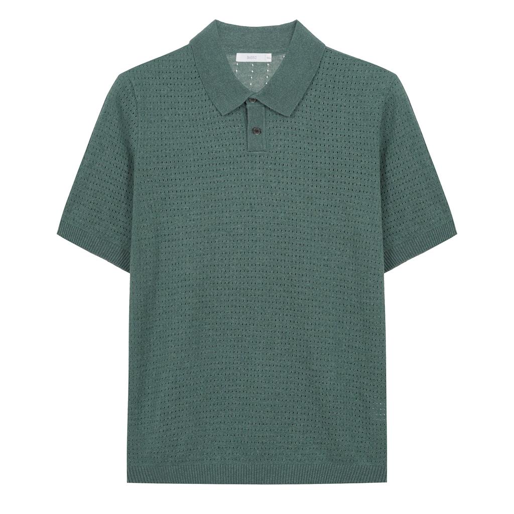 BASSO Scallop Air Short Sleeve Collared Knit (Bsy2Wt18A)