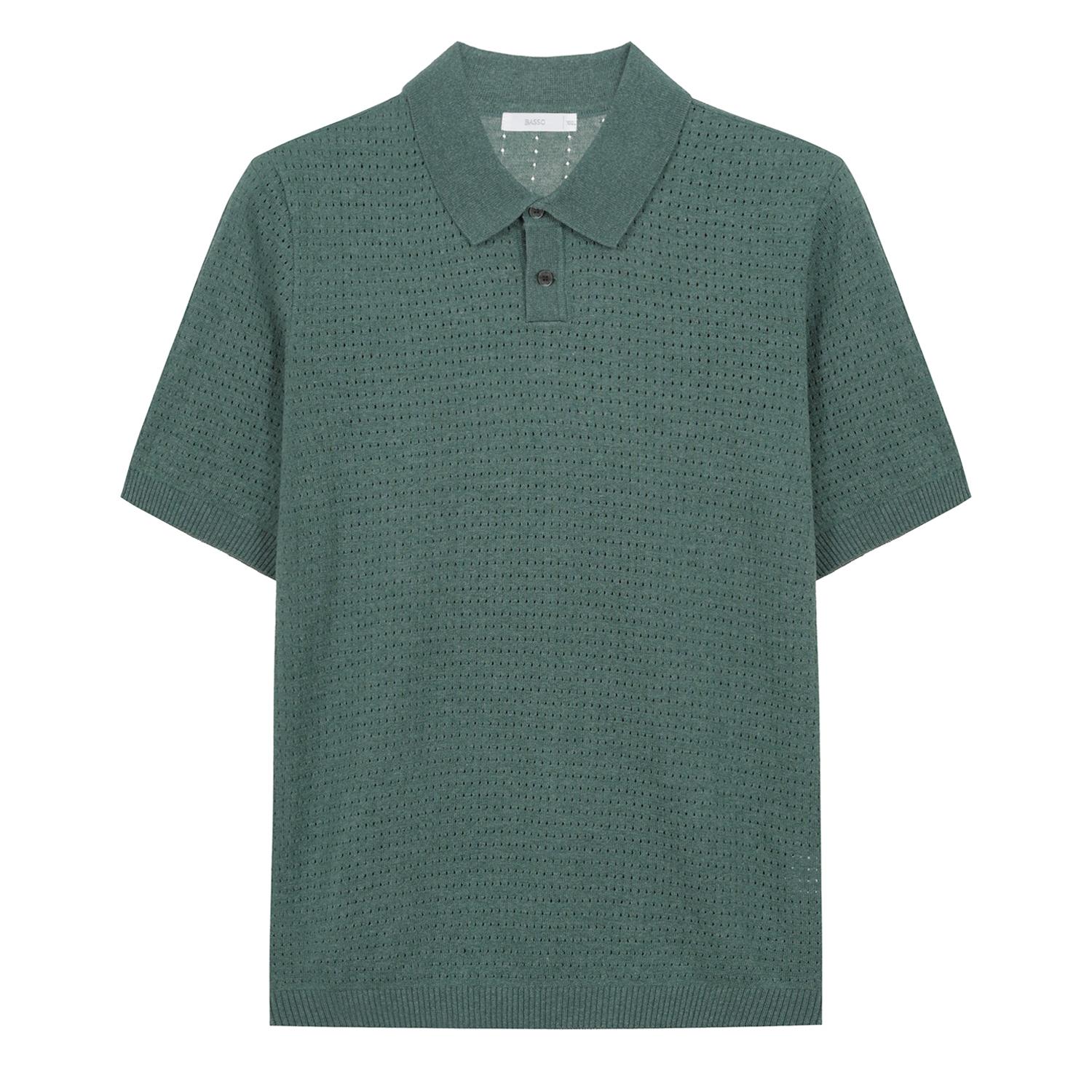 Basso Scallop Air Short Sleeve Collared Knit (Bsy2Wt18A) Gn/95