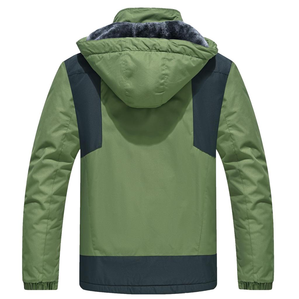 Zimowa Ciepła Polarowa Podszewka z Kapturem Rozmiar XL [uncn] Męska Kurtka, Płaszcz, Zielona,