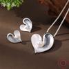 New Enamel Pearl Inlaid Love Earrings Pendant Set Women's Fashion High-end Heart Necklace