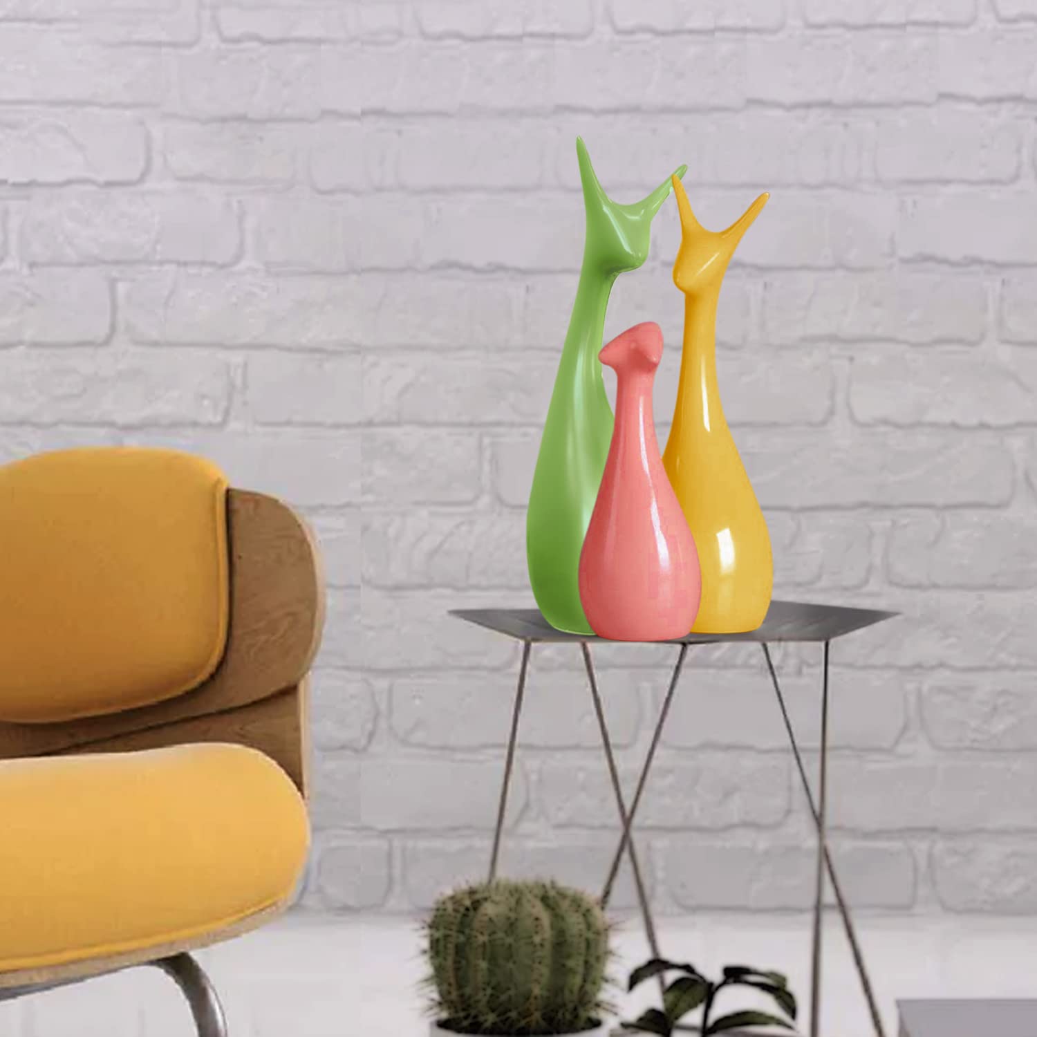 

Домашний декор Статуя счастливого оленя Семейные керамические фигурки с отделкой фортепиано - (Набор из 3 шт., Золотой набор)