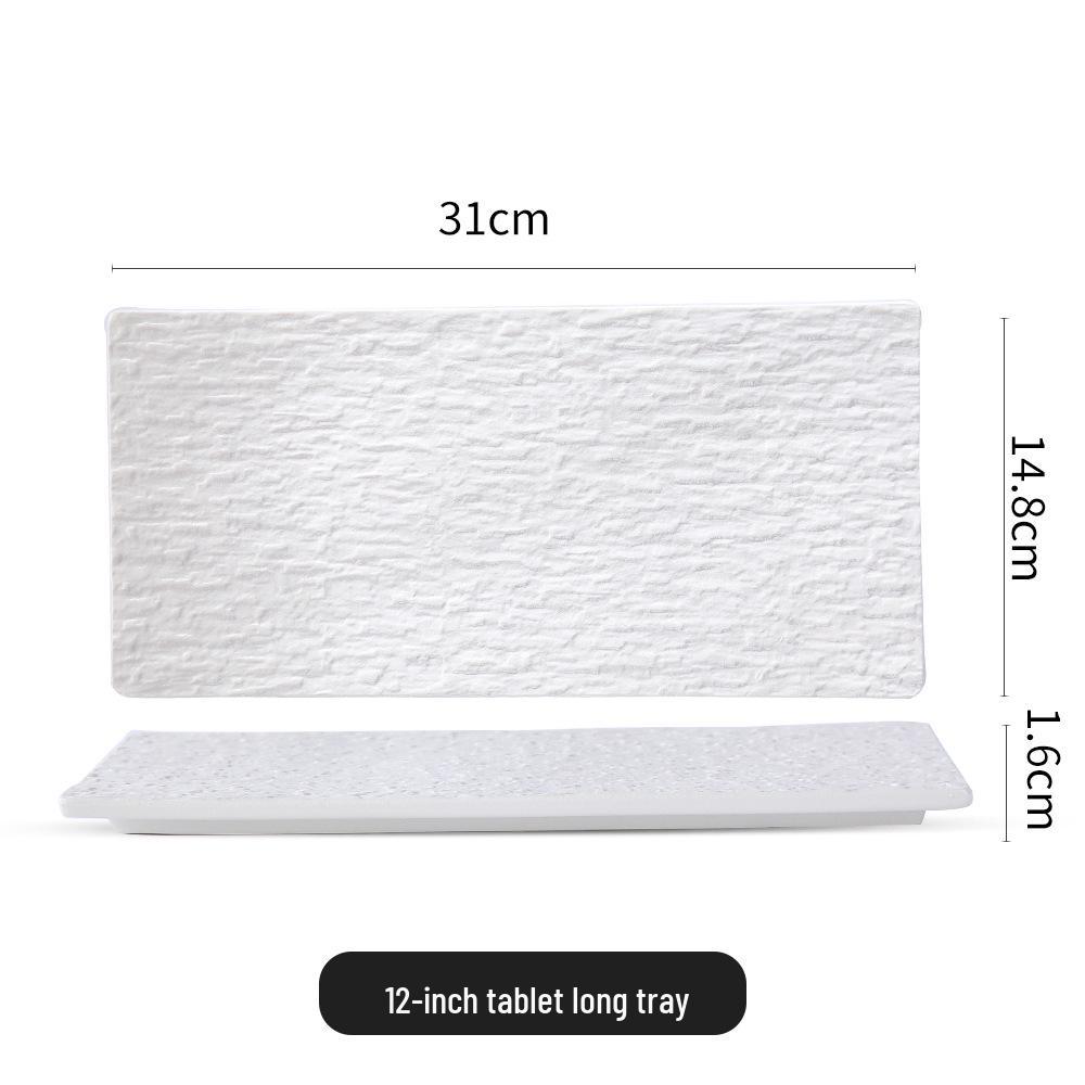 Japanese Rectangular Ceramic Underglaze Plate for Sushi, Steak, and Desserts