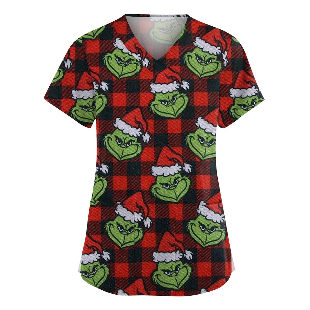 Women's Fashion V-Neck Short Sleeve Overalls With Pockets  Print Tops  Clothes