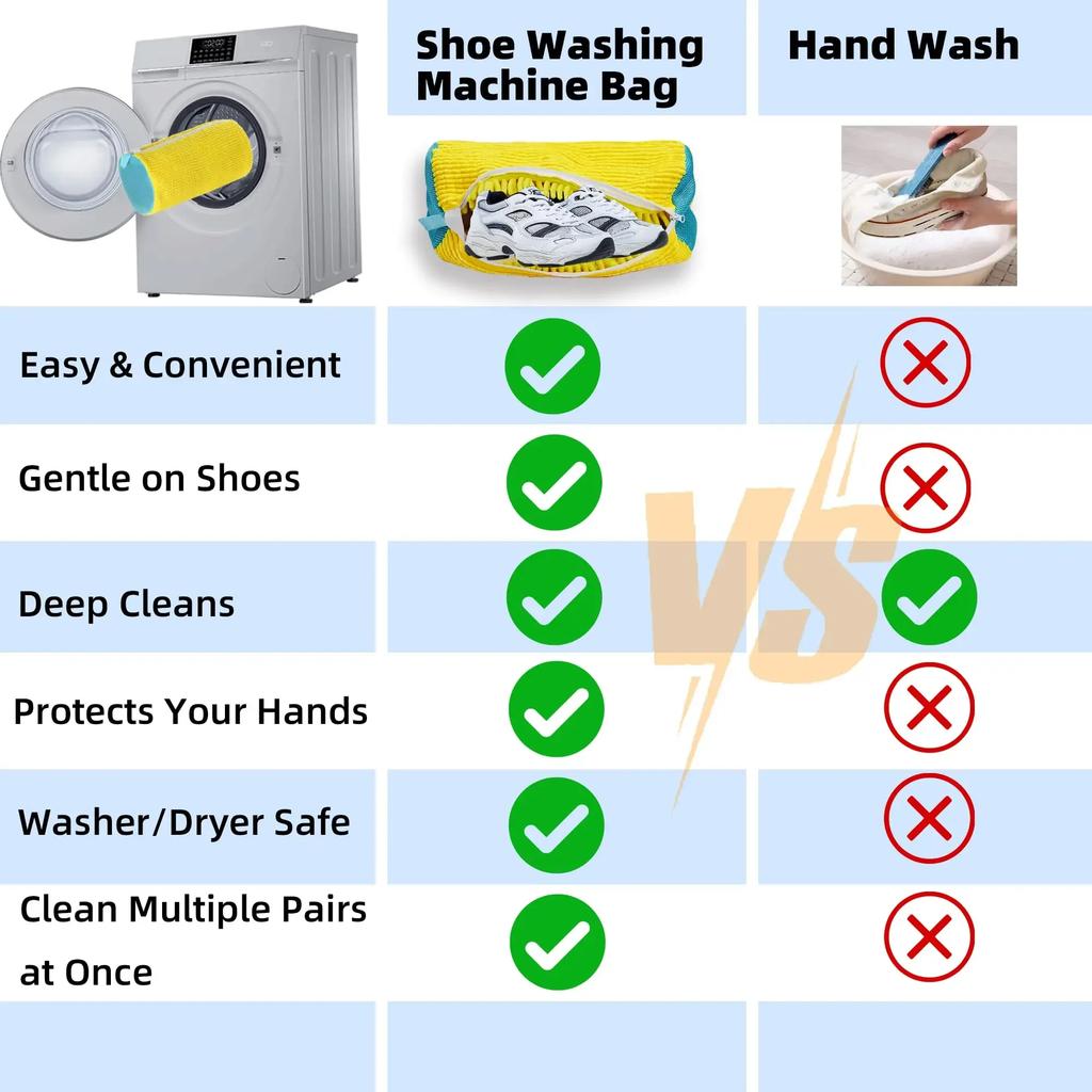 Reusable Shoe Wash Bag Machine Washable Cleaning Bag With Self-locking Zipper for All Shoes Size and Type,for Washer and Dryer