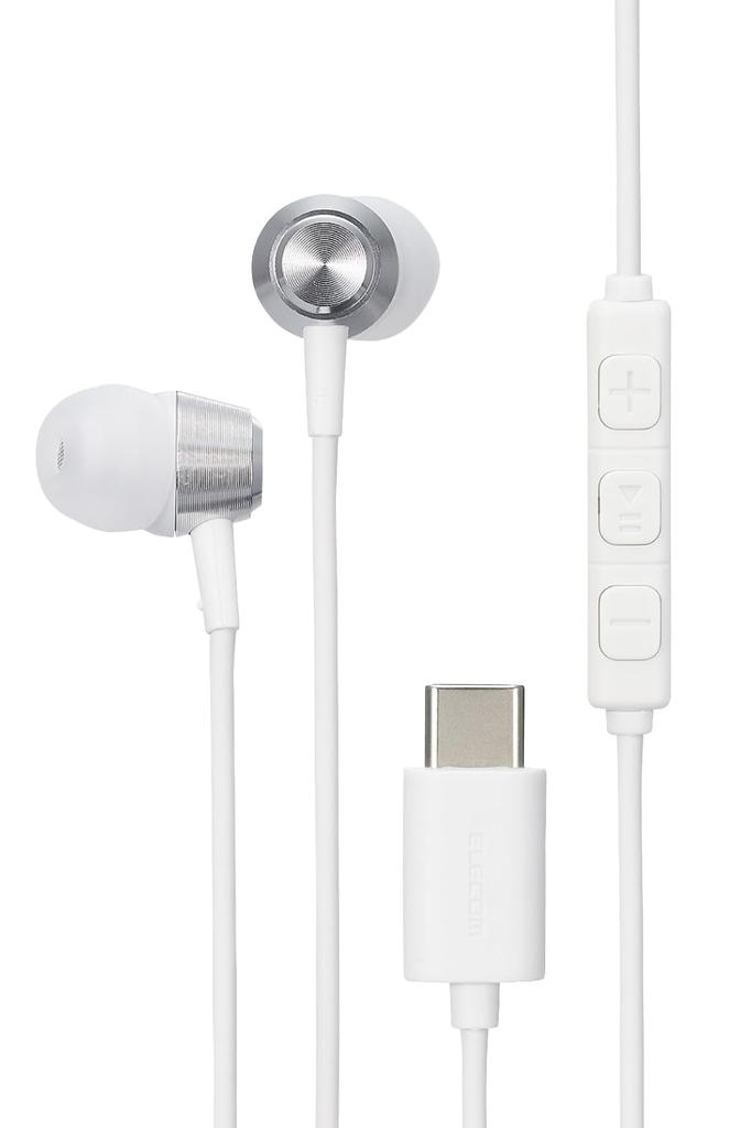 ELECOM Earphones with Compatible with iPhone Calls and Volume Adjustment Closed No Delay Between Audio and Remote Control Ear 4 Sizes of Ear Caps