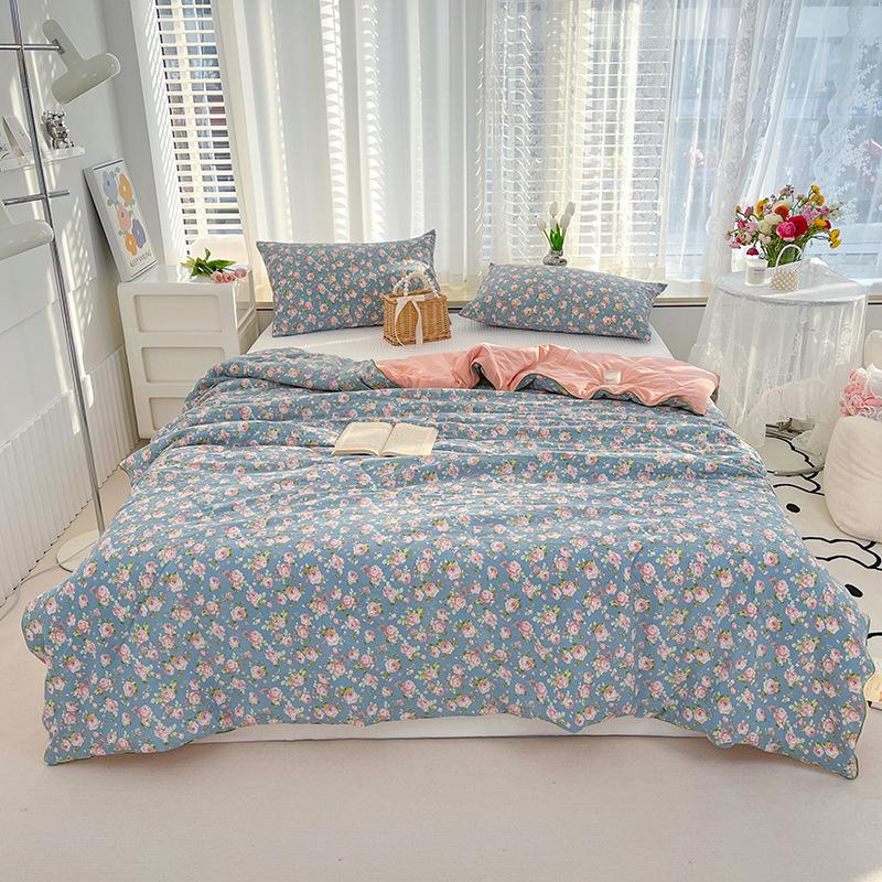 Summer Air Condition Quilt Thin Stripe Lightweight Comforter Full Queen Breathable Sofa Office Bed Travel Quilts Throw Blanket