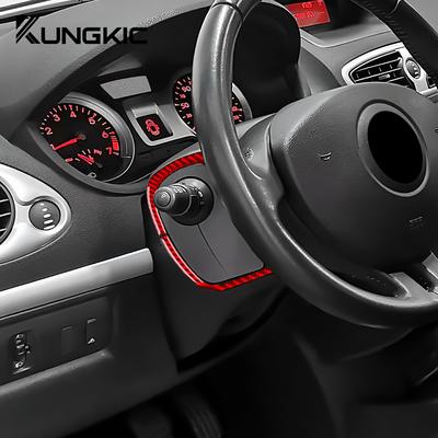 Real Soft Carbon Fiber Sticker For Renault Clio 3 2006 2007 2008 2009 2010 2011 2012 Interior Car Steering Wheel Button Frame