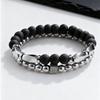 2pcs Hematite Bracelet for Men Boys,Black Gallstone Elastic Beaded Bracelet,Yoga Healing Jewelry Gift