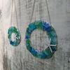 Sea Glass Wreath Handmade Coastal Style Christmas Ornament for Front Door Window Kitchen Cabinet Chair Wall Home Decor