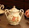 Rice Gold Rose Tea Set 800ml Bone China Teapot Coffee Cup Saucer Set Afternoon Tea Cup 225ml Drink Cup Kitchen Bar Supplies