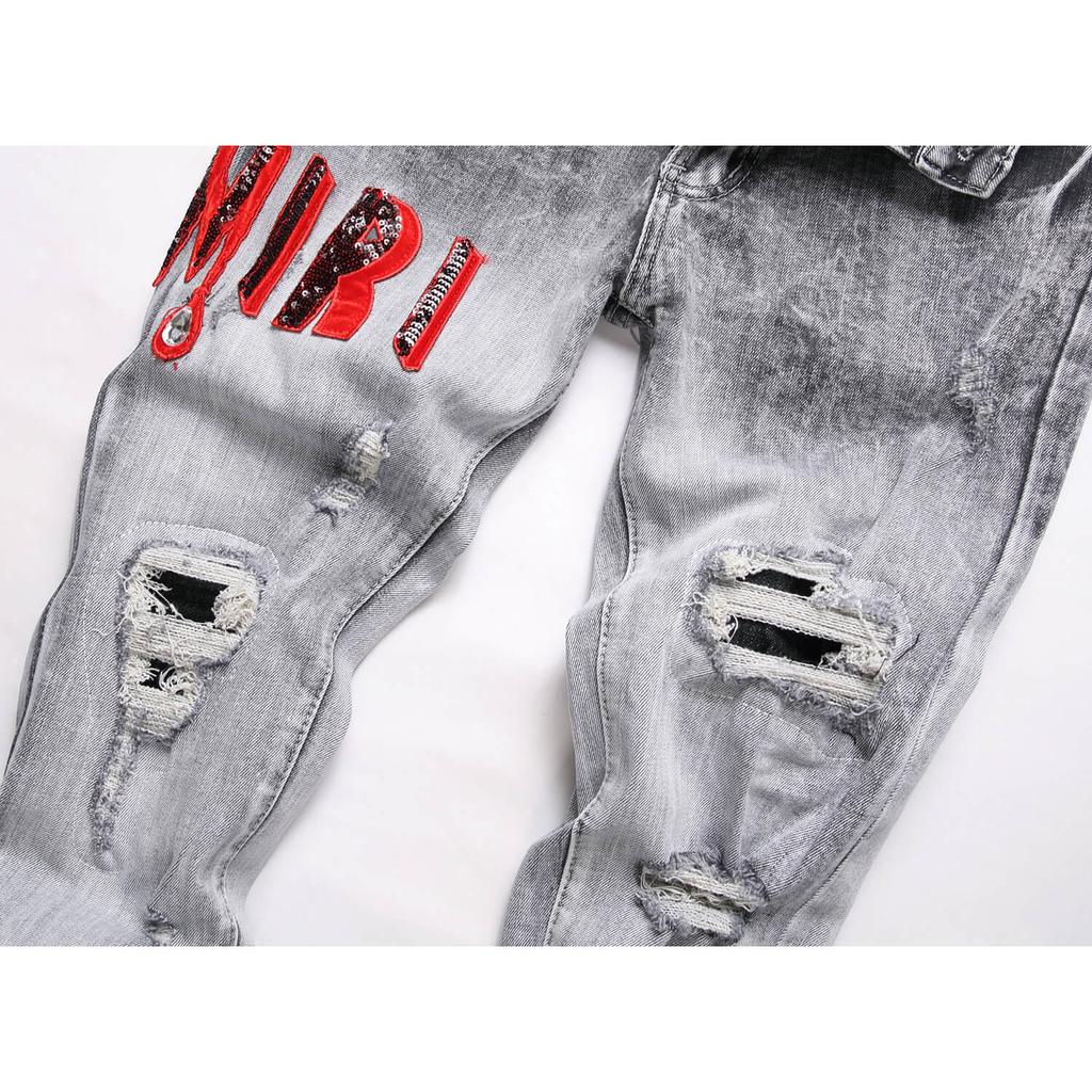 Nový styl Streetová móda Trendy Odřené Prané Slim Fit Zkrácené Pánské Džínové Džíny 3826