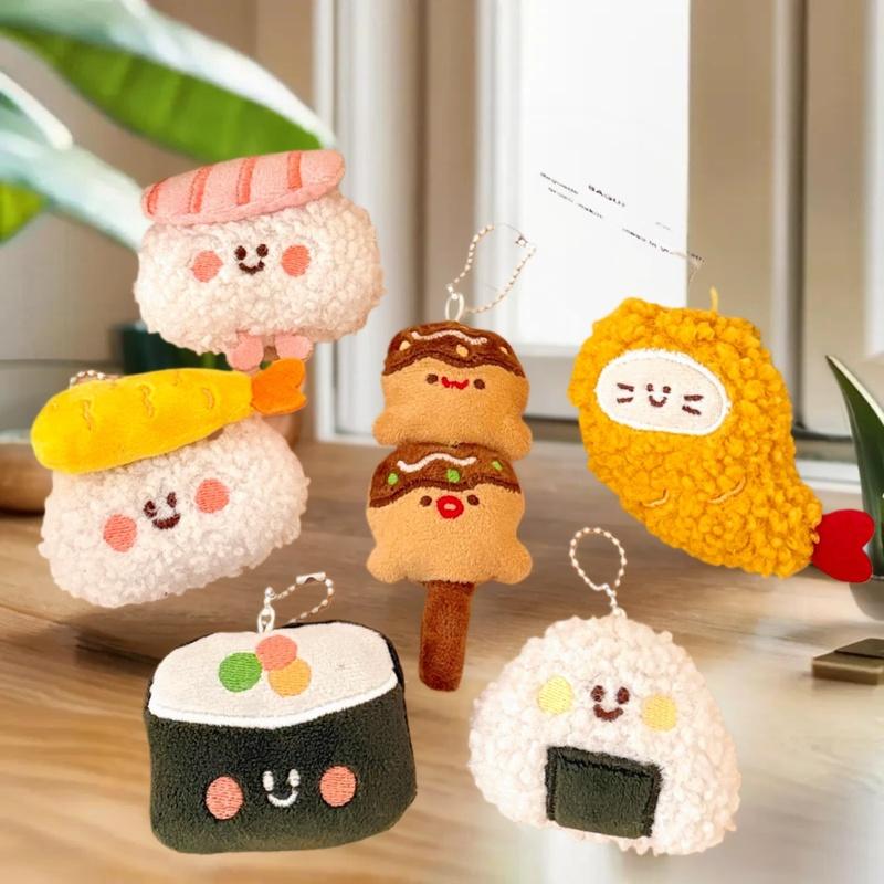 Portachiavi Peluche Carino Cibo Delizioso Sushi Ornamenti da Appendere Decorazione Pendente per Zaino Accessori Portachiavi Bambola Creativa Regalo