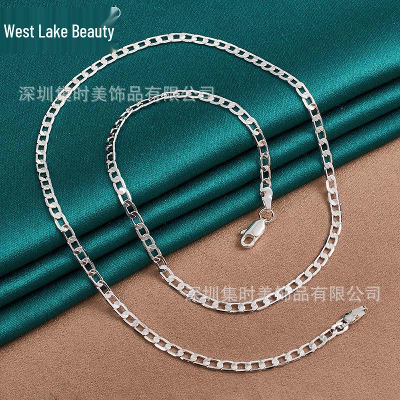 West Lake 4mm Silver Flat Chain Necklace