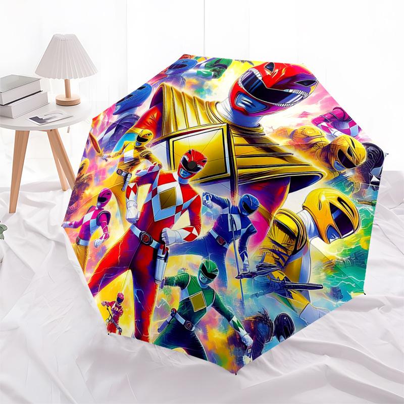 

1pc Power Rangers Auto-Open Umbrella, Portable Folding Design, 8-Bone Iron Frame, Outdoor Umbrella, Ideal Gift for Fans, Travelers, Daily Use, Perfect