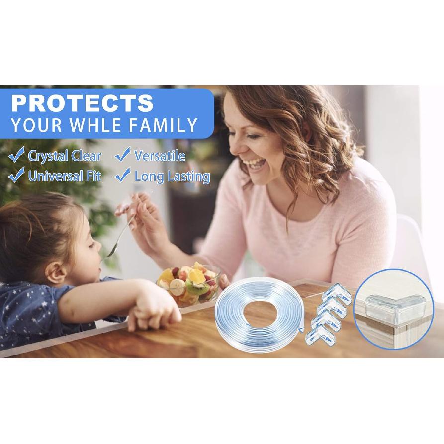 Edge Corner Protector, Baby Proofing Corner Guards, Soft Silicone Safety Kit Bumper Strip Baby Proofing 20ft(6m) Toddler Corner Protector(8 Pack)