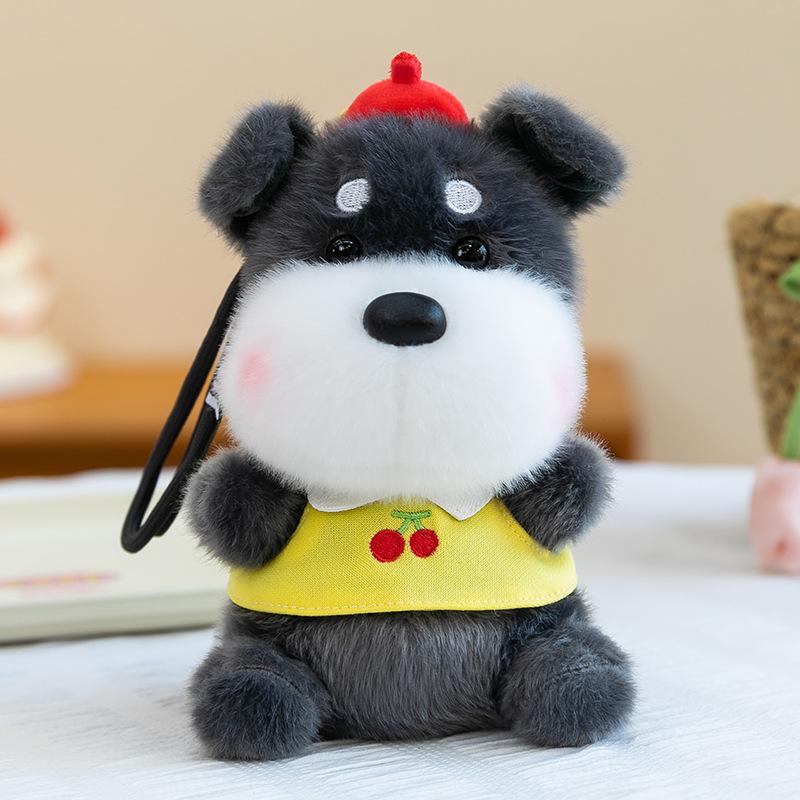 Cute Plush Schnauzer Dog Keychain Simulation Puppy Bag Charm Desktop Ornament Toy