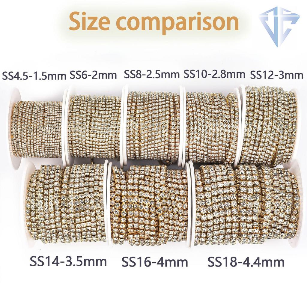 Electroplated Rhinestone Drill Chain: Single Row Metal Claw Chain for DIY Costume Accessories