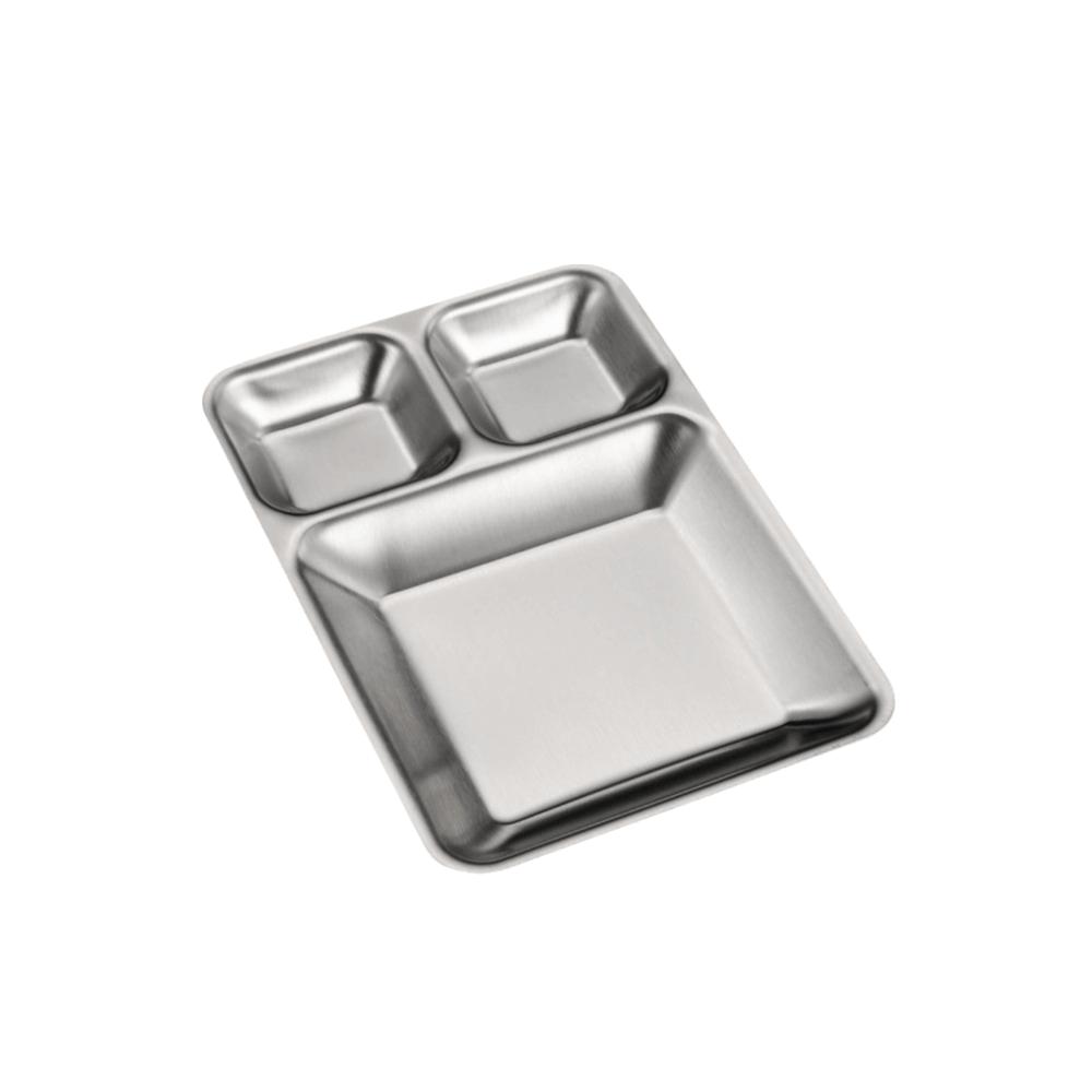 Stainless Steel Divided Dinner Tray Thickened Divided Dip Bowls Sauce Plate Snack Tray Tableware
