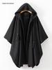 Unisex Europäischer Stil Schwarzer Wollumhang mit Kapuze - Herbst/Winter