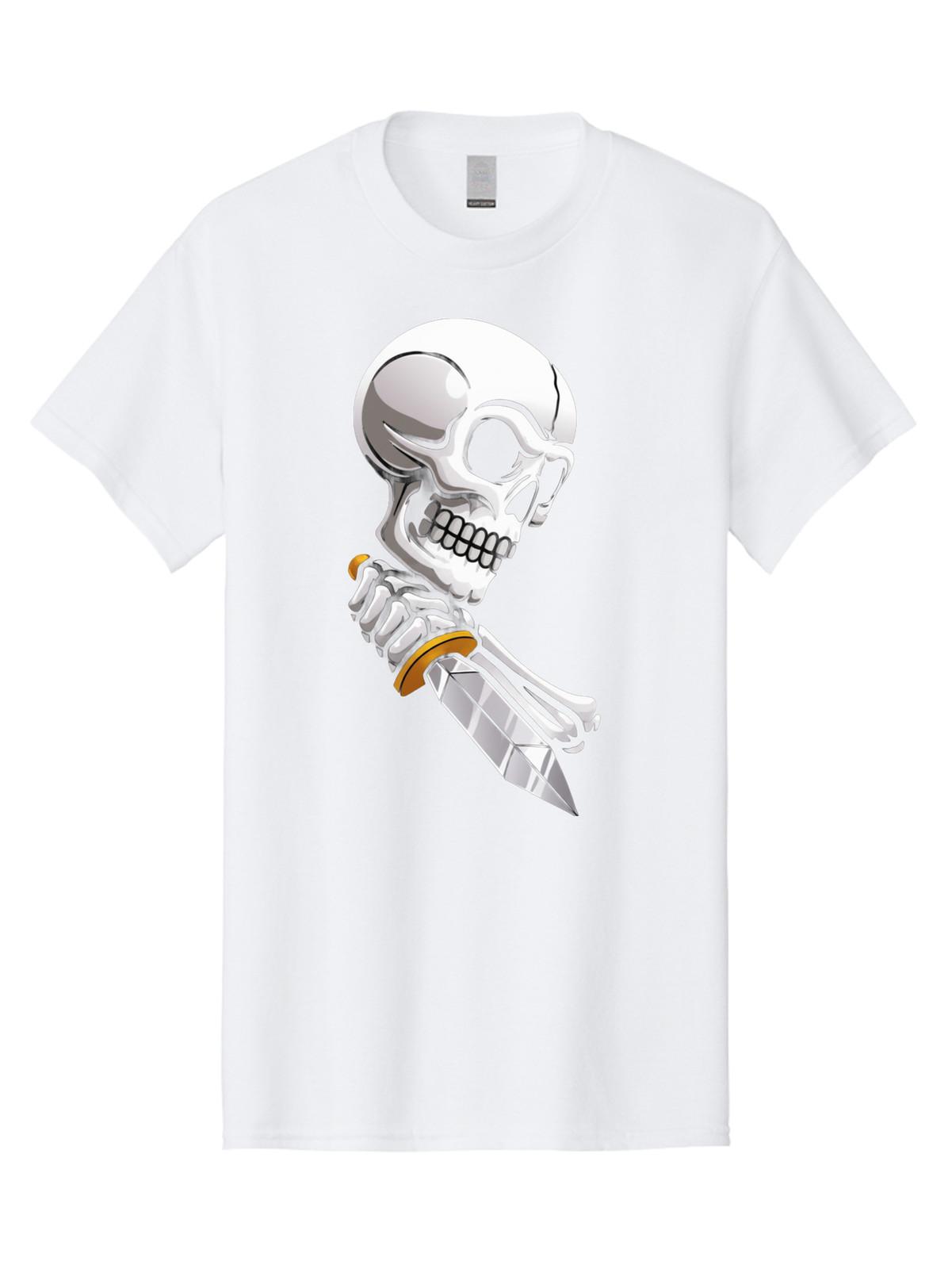 Skeleton-With-Dagger Mens Graphic Tee, 100% Cotton, Casual Summer Wear S разноцветный