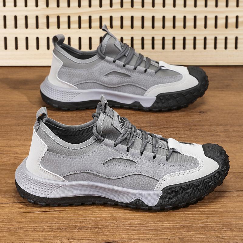 Fashion Autumn 2025 New Men's Shoes Leather Casual Versatile Soft-soled Sneakers Non-slip Wear-resistant Outdoor Low-top Hiking Shoes