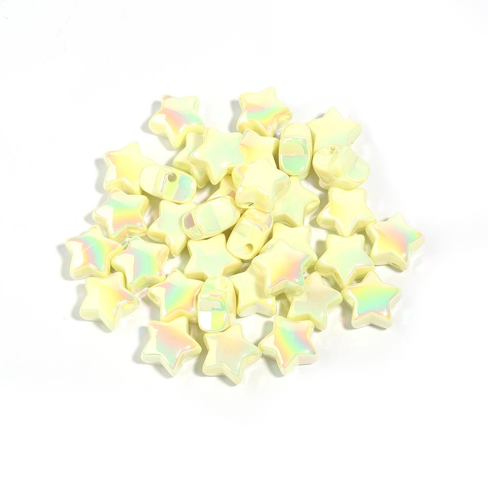 

10pcs/lot Star Acrylic Beads Big Hole Beads Light Color Loose Beads For Jewelry Making DIY Necklaces Bracelets Craft Accessories жёлтый