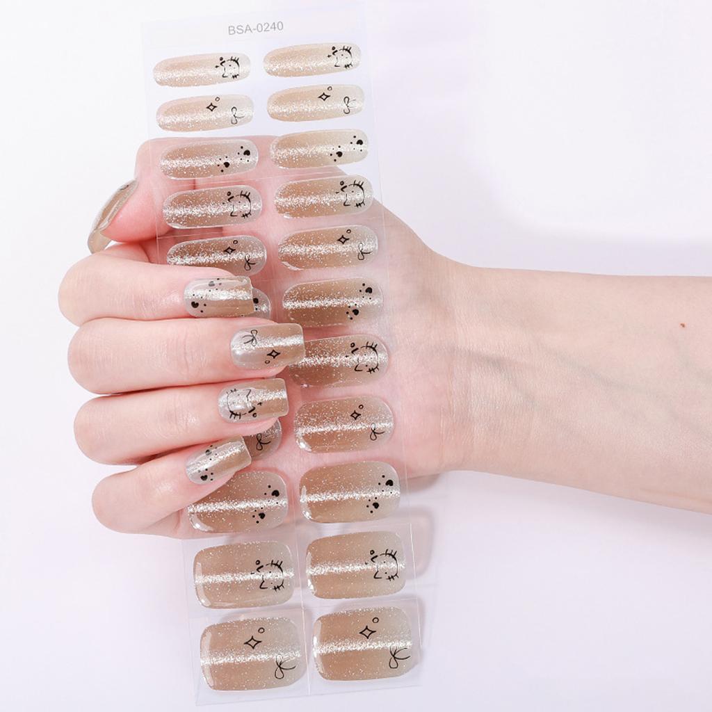 Gel Nail Stickers Full Cover Self Adhesive French Manicure Strips Quick Apply No UV Light Required Salon Quality