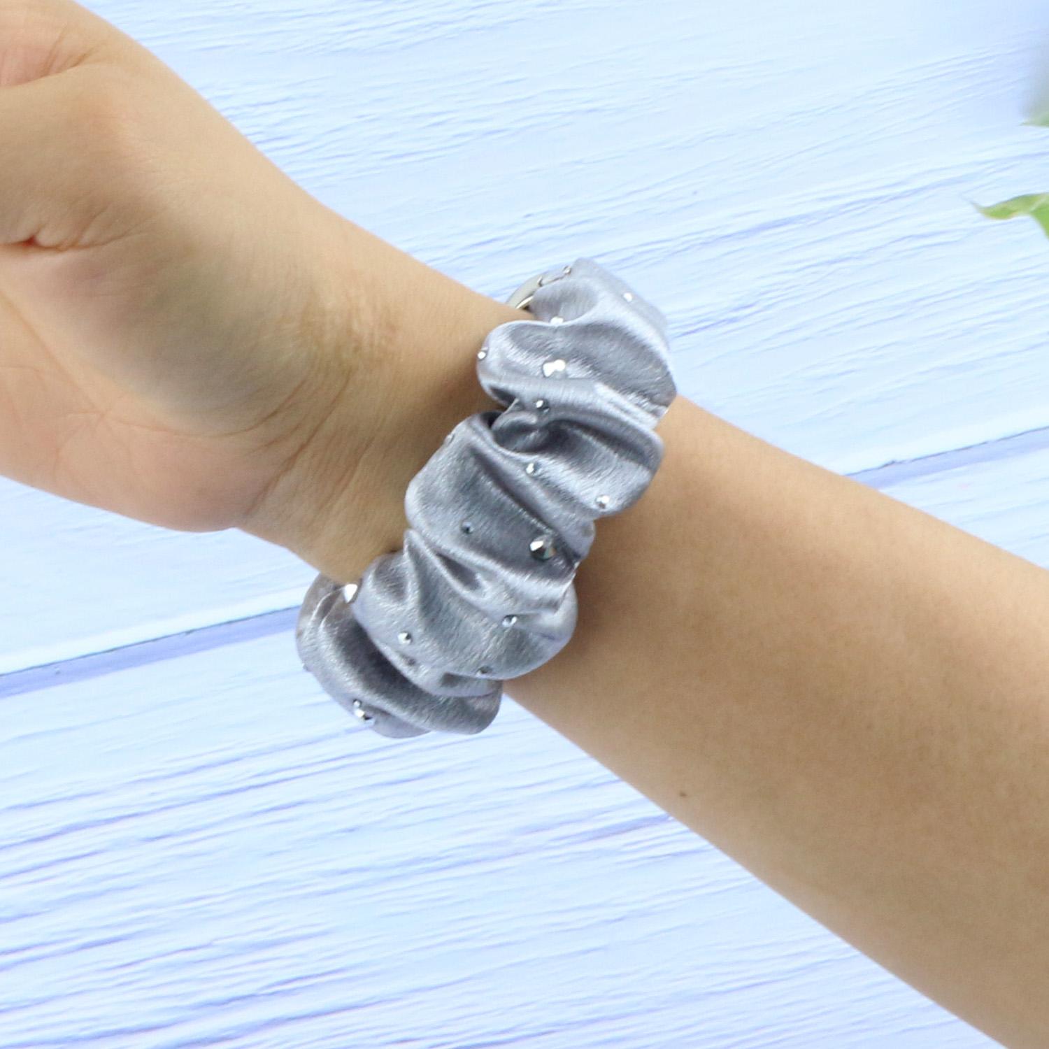 

Watch Band Fabric Soft Quick Release Replacement Bracelet Strap Bling Elastic Watchband for Women Kids 18mm 20mm 22mm Smartwatch 18mm серый