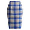 High-Waisted Women's Plaid Pencil Skirt - Knee-Length Wool Skirt for Autumn and Winter