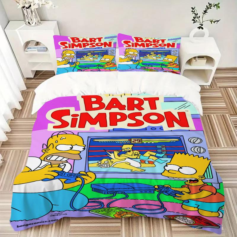 Bart Simpson Gamestation 479 Bedding Set - 3 Piece Comforter Cover Gift for Bedroom,Includes No InsertB184