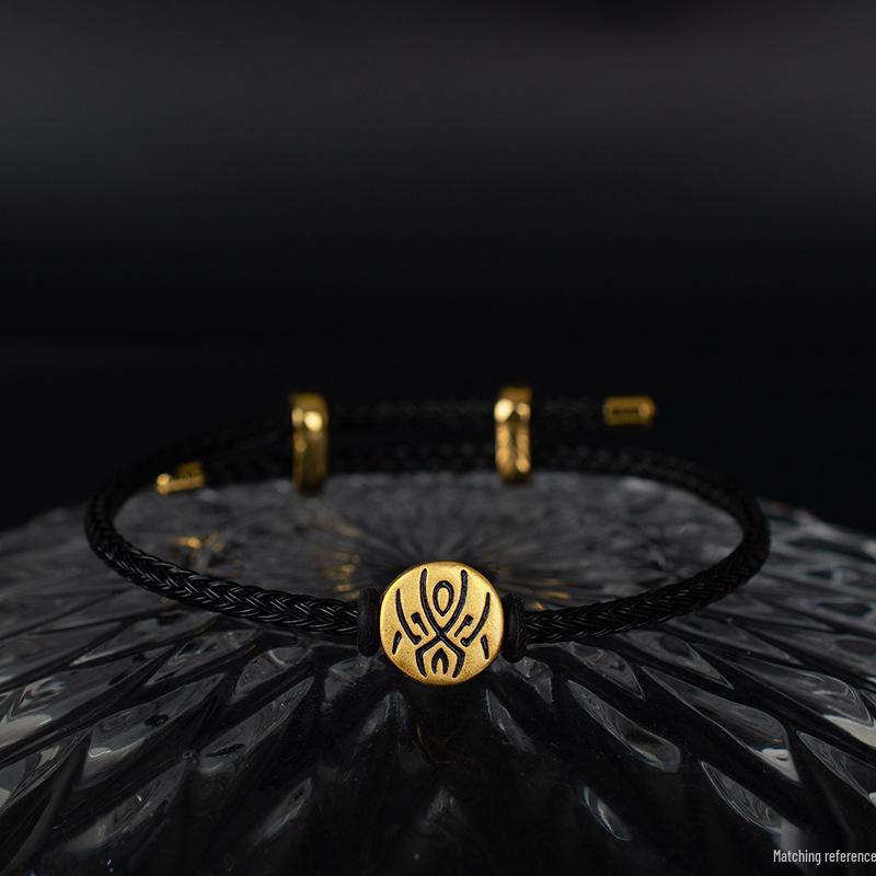 Gold Sand Men's Totem Tattoo Beads: Black Cool DIY Bracelet Accessories